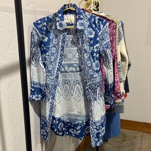 Anthropologie Blue and White Floral Dress